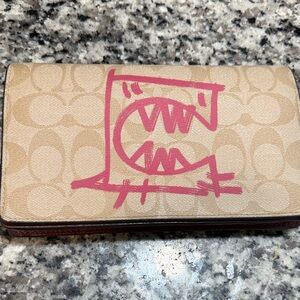 Tan Wallet with Pink Graphic